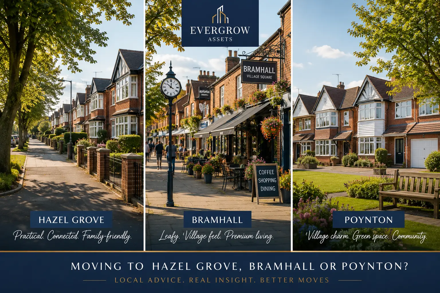 Moving to Hazel Grove, Bramhall or Poynton with local property advice from EverGrow Assets.